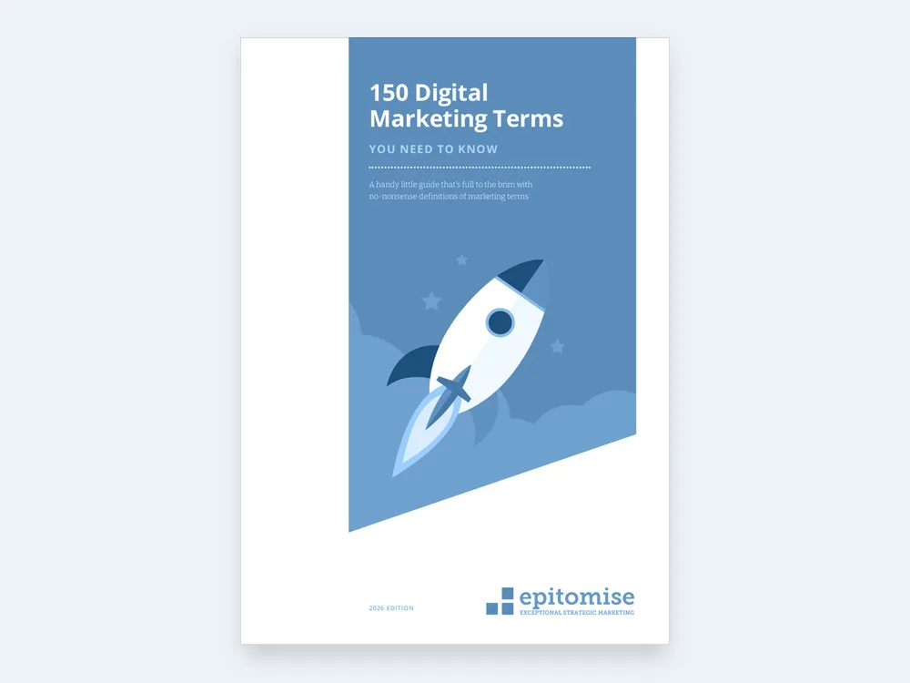 The guide cover, reading “150 Digital Marketing Terms You Need To Know”