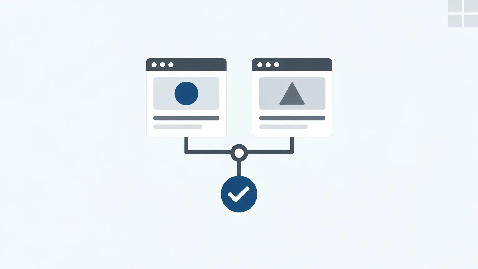 Infographic comparing version A and version B against one measured business outcome