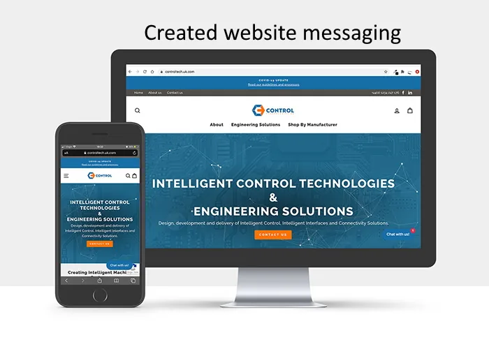 Control Technologies UK website messaging for intelligent machine systems