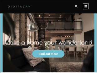 The Digital AV consumer website homepage on a phone, with the headline Make a home your wonderland over a photograph of a styled living space