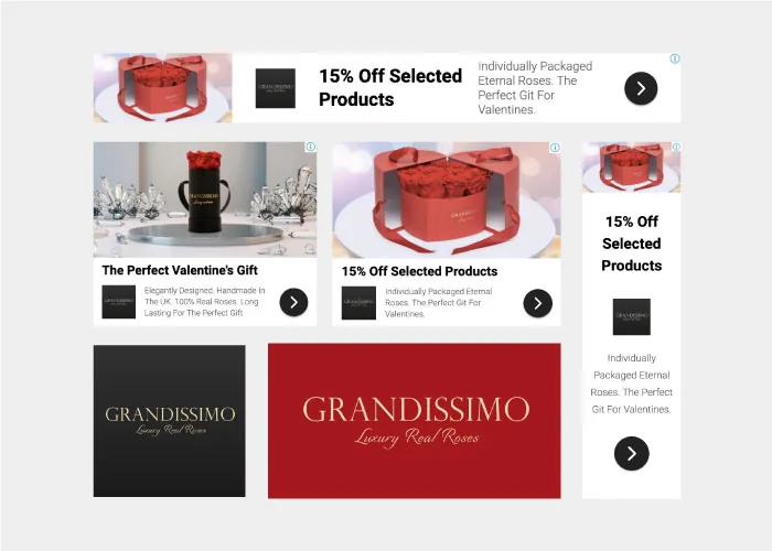 Grandissimo Roses digital advert for preserved roses