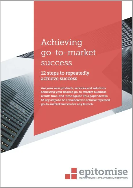 The eGuide cover, reading “Achieving go-to-market success — 12 steps to repeatedly achieve success”