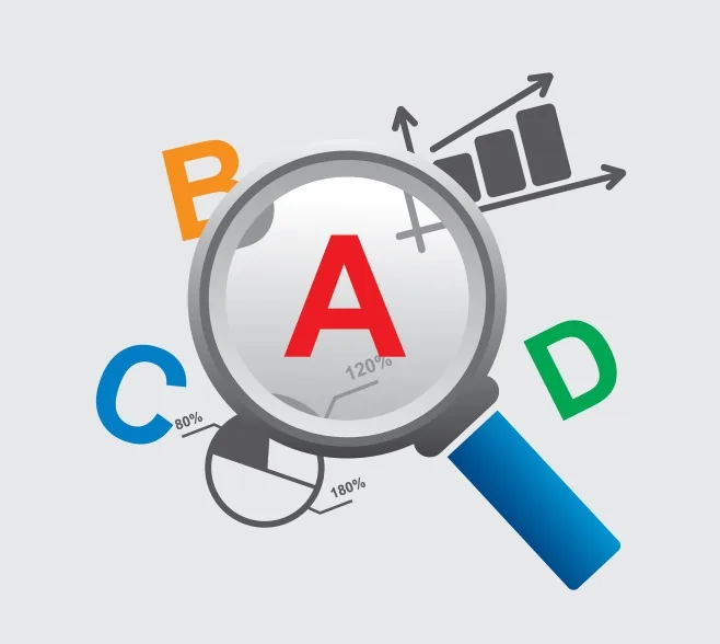 A keyword research spreadsheet showing search terms and their relative volumes