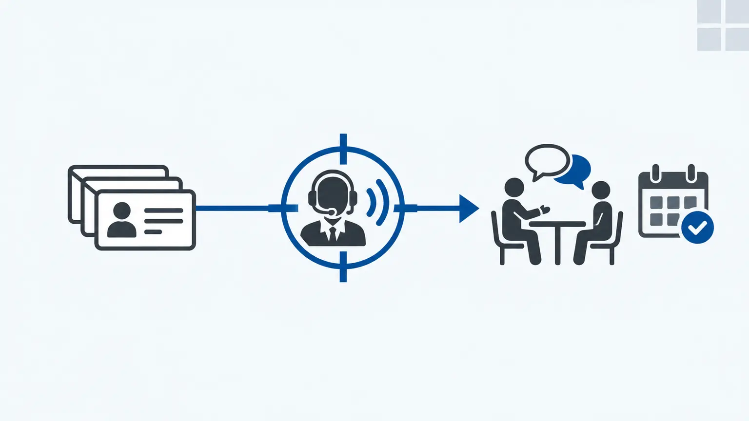 A business telephone conversation progressing from research to qualification and an agreed next step